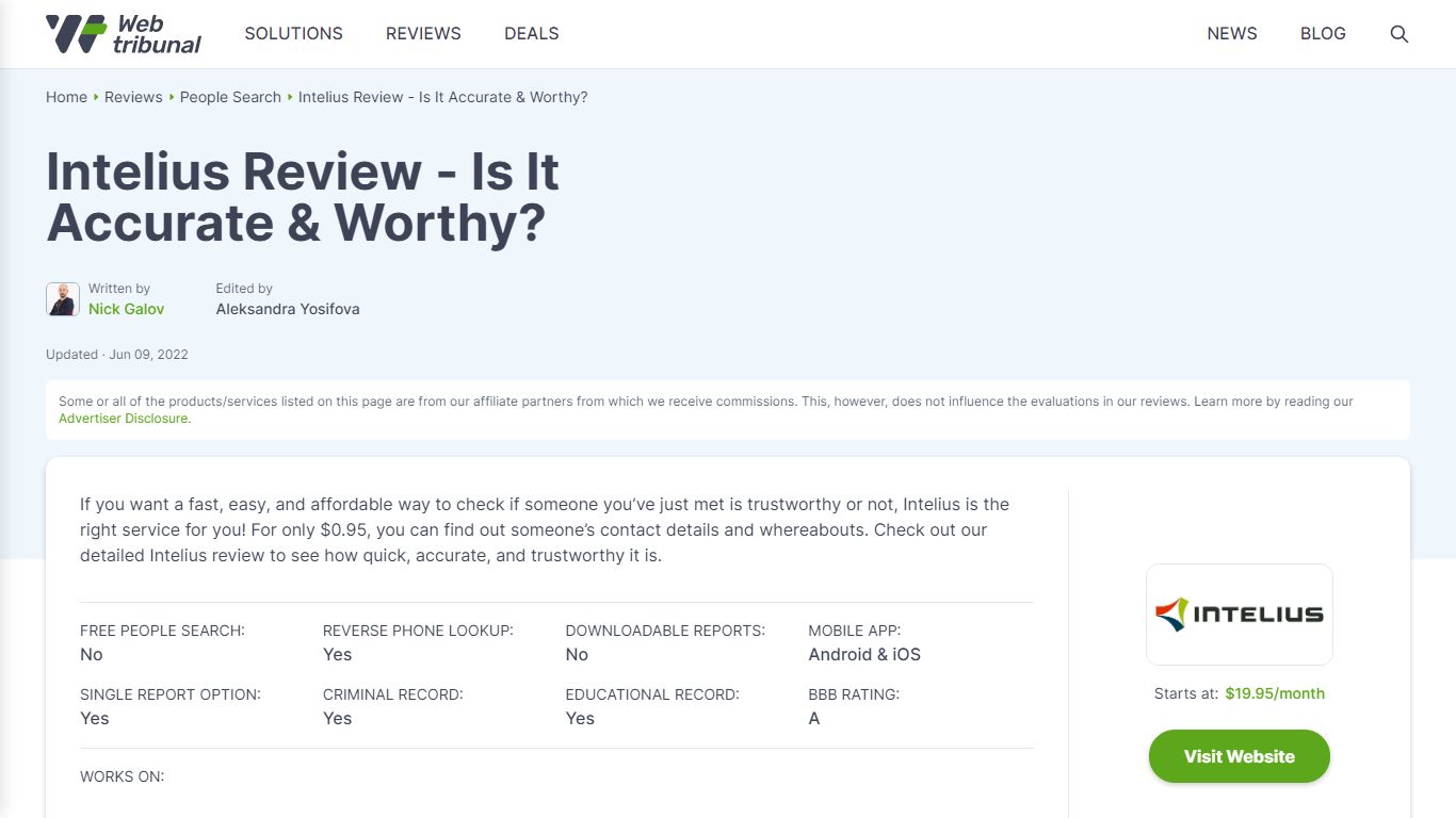 Intelius Review | Tested | Compared | 2022 Real Data - WebTribunal